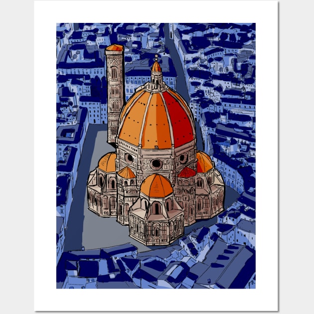 San Lorenzo Florence Italy Illustration Wall Art by Wall-Art-Sketch